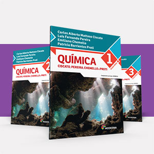 Capas dos três livros da coleção Química - Ciscato, Pereira, Chemello e Proti