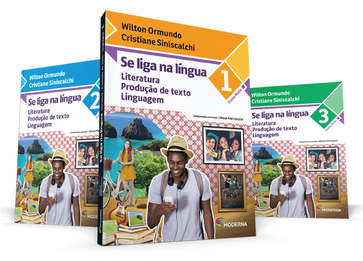 Capas dos três livros da coleção Se Liga na Língua - Literatura - Produção 