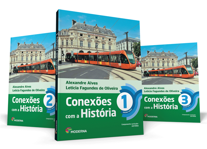 Capas dos três livros da coleção Conexões com a História