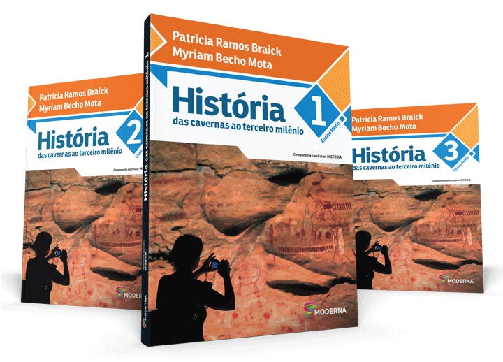 Capas dos três livros da coleção História - Das Cavernas ao Terceiro Milêni