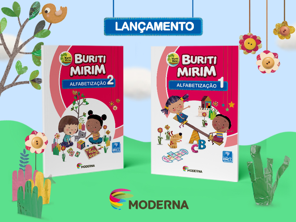 Imagem com as capas dos livros do Projeto Buriti Mirim e Buriti Mirim Maternal