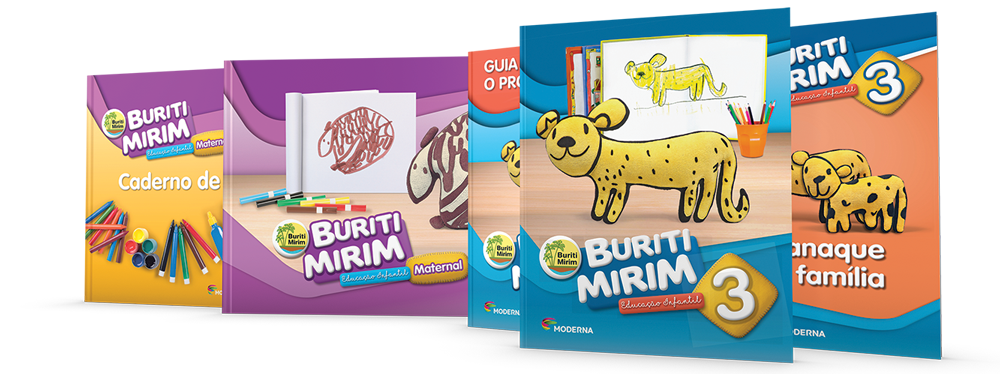 Imagem com as capas dos livros do Projeto Buriti Mirim e Buriti Mirim Maternal